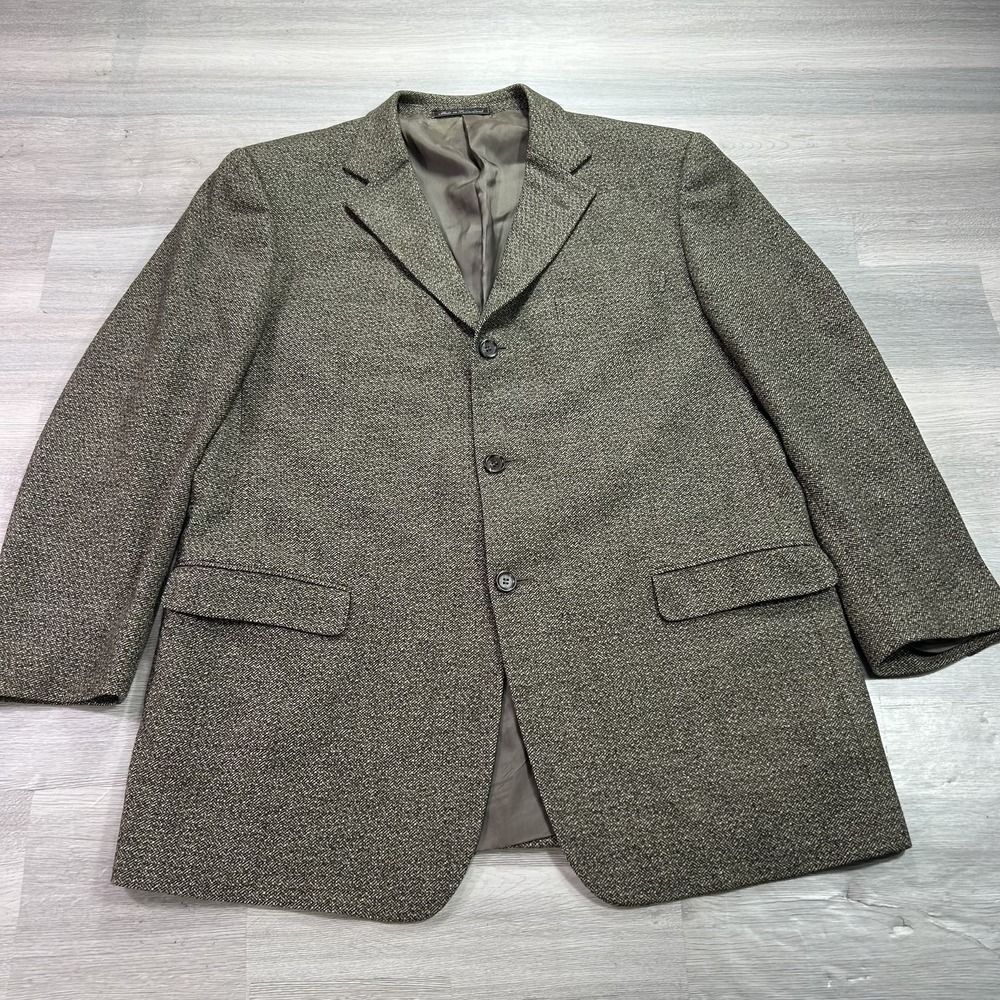 Ermenegildo Zegna Blazer Mens 48 Brown Wool Herringbone Sport Coat Switzerland